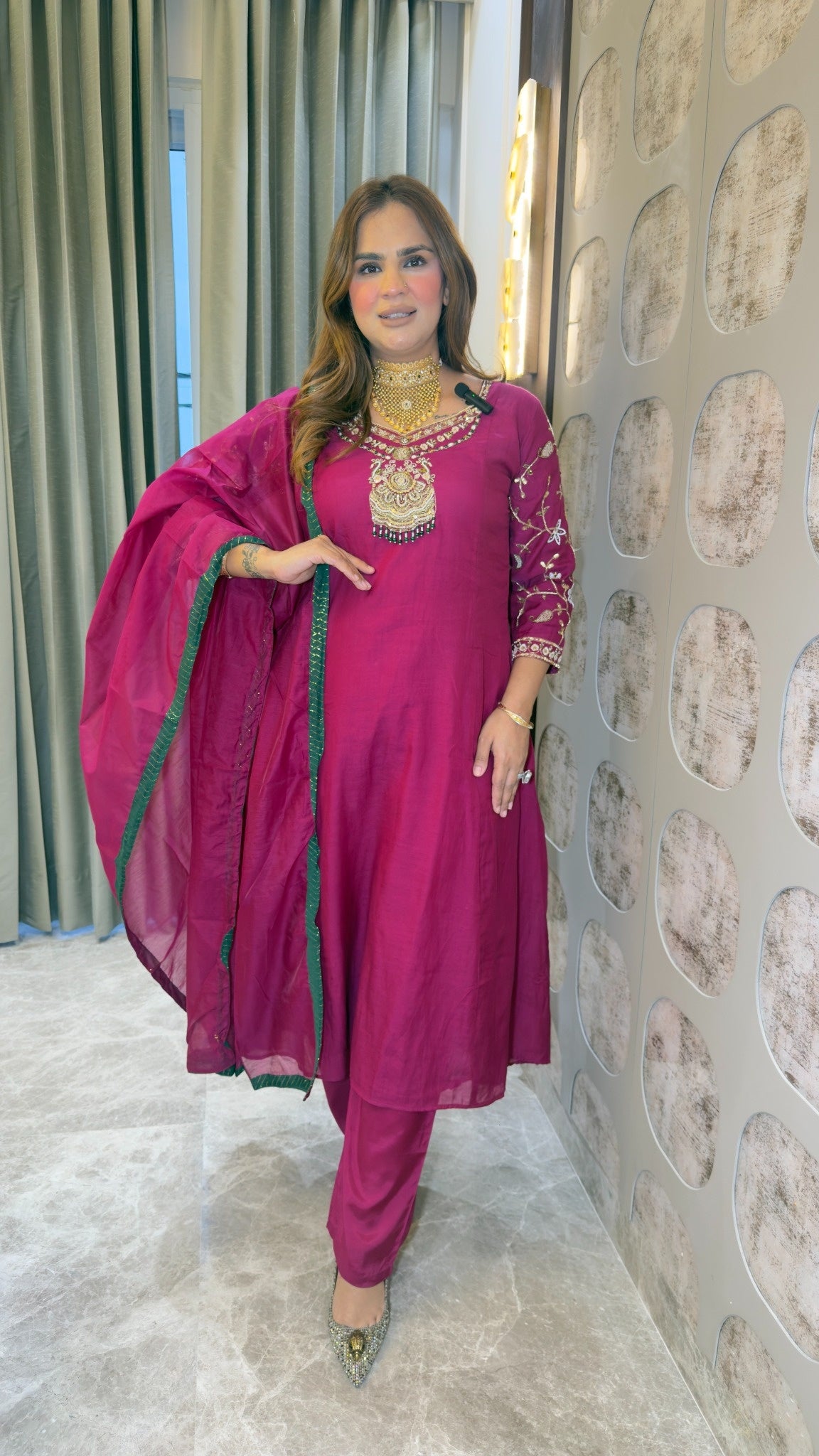 Elegant wine-colored ethnic suit set pc3803