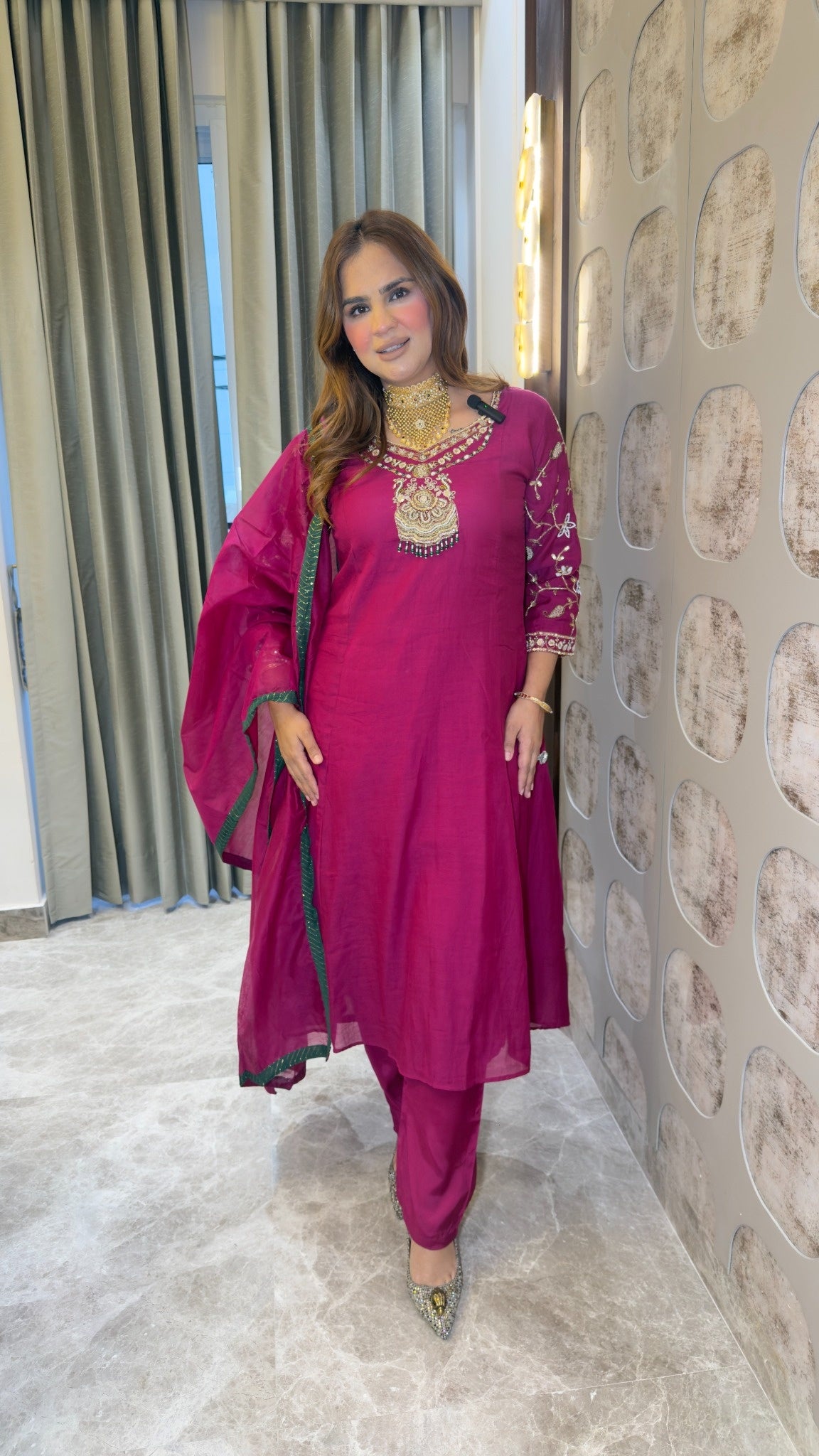 Elegant wine-colored ethnic suit set pc3803