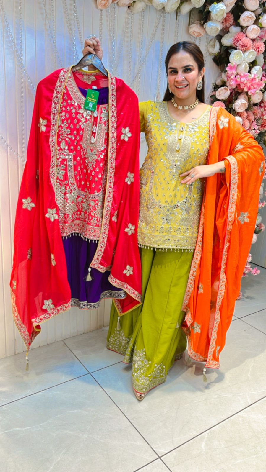 Partywear Designer Suit With Heavy Work PC216