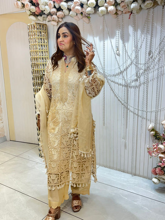 Partywear Heavy Suit With Embroidery Work PC1432
