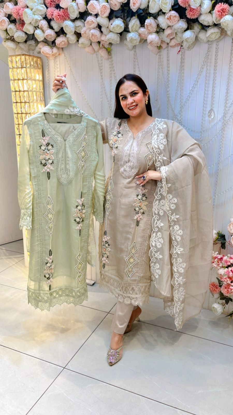 Partywear Pakistani Suit With Embroidery Work PC615