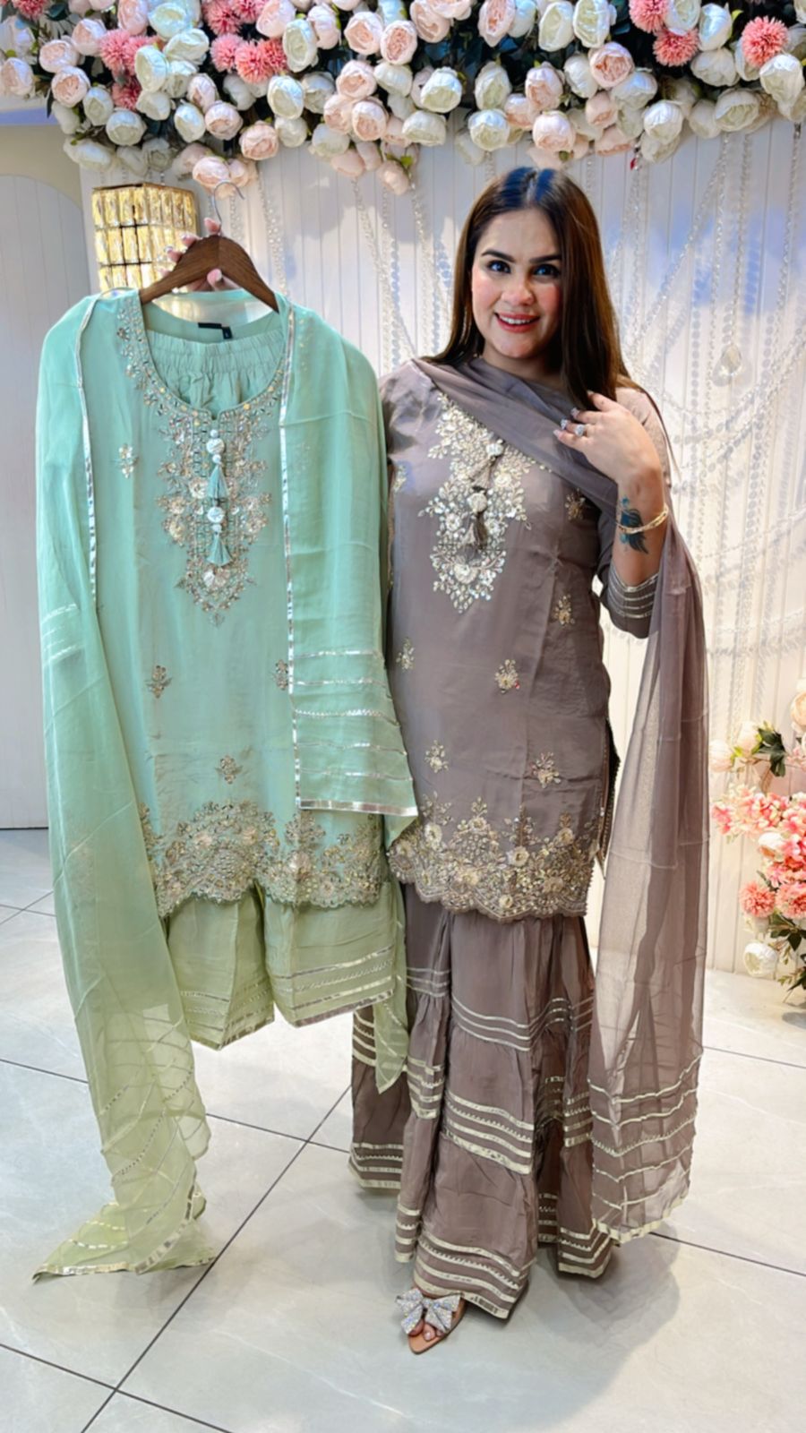 Partywear Sharara Suit With Heavy Work PC556