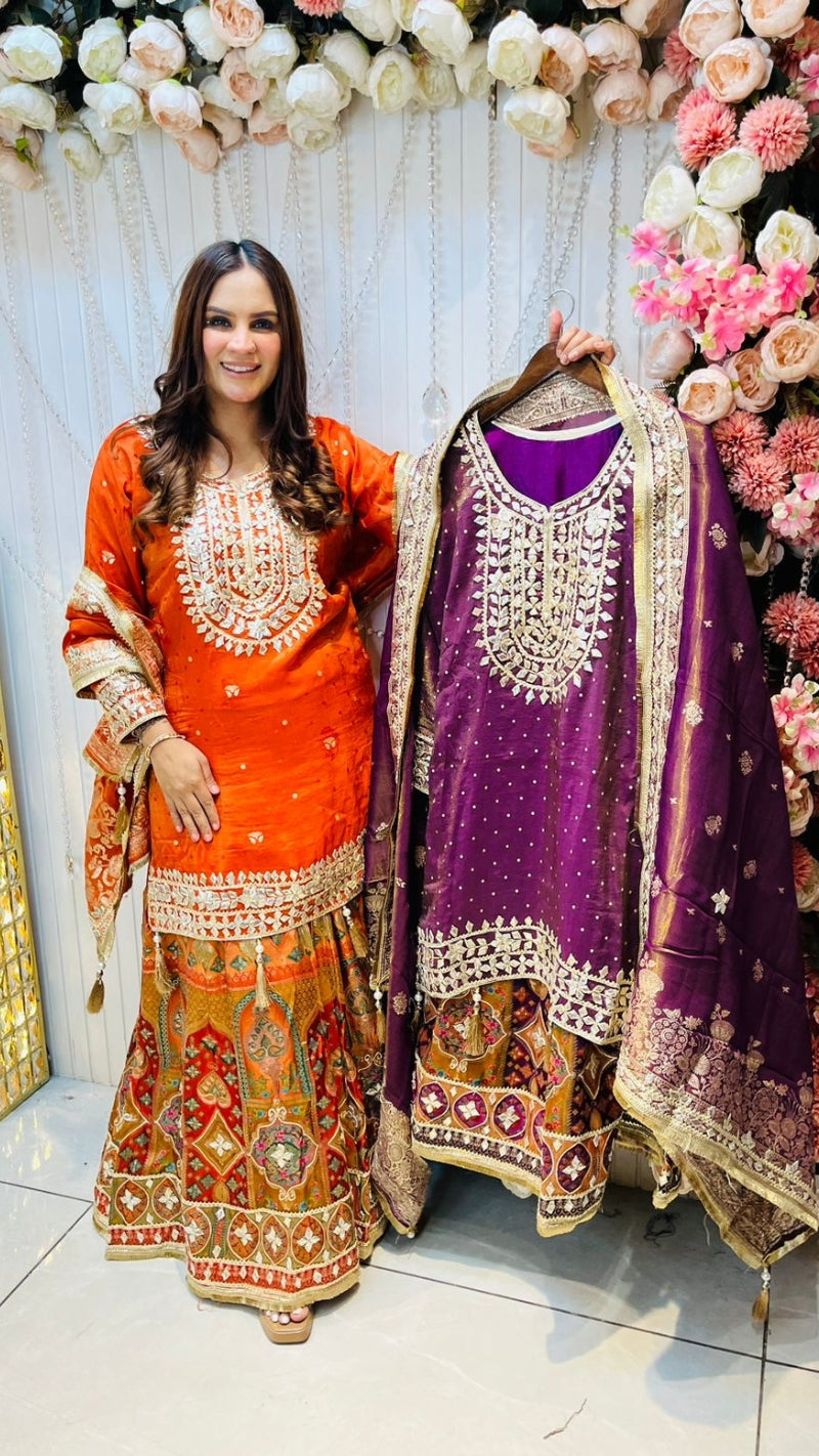 Partywear Suit With Gotta Work & Heavy Sharara PC194