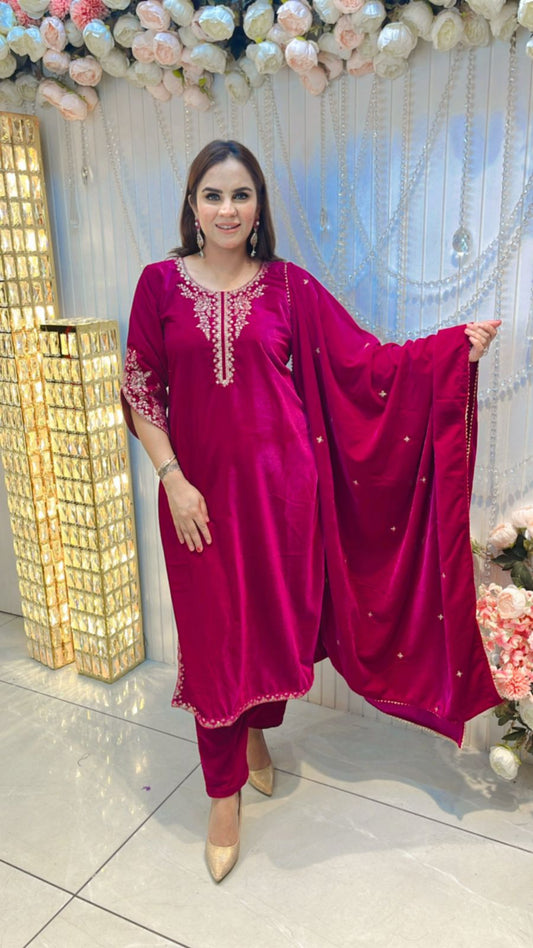 Premium Velvet Suit With Designer Sleeves PC121