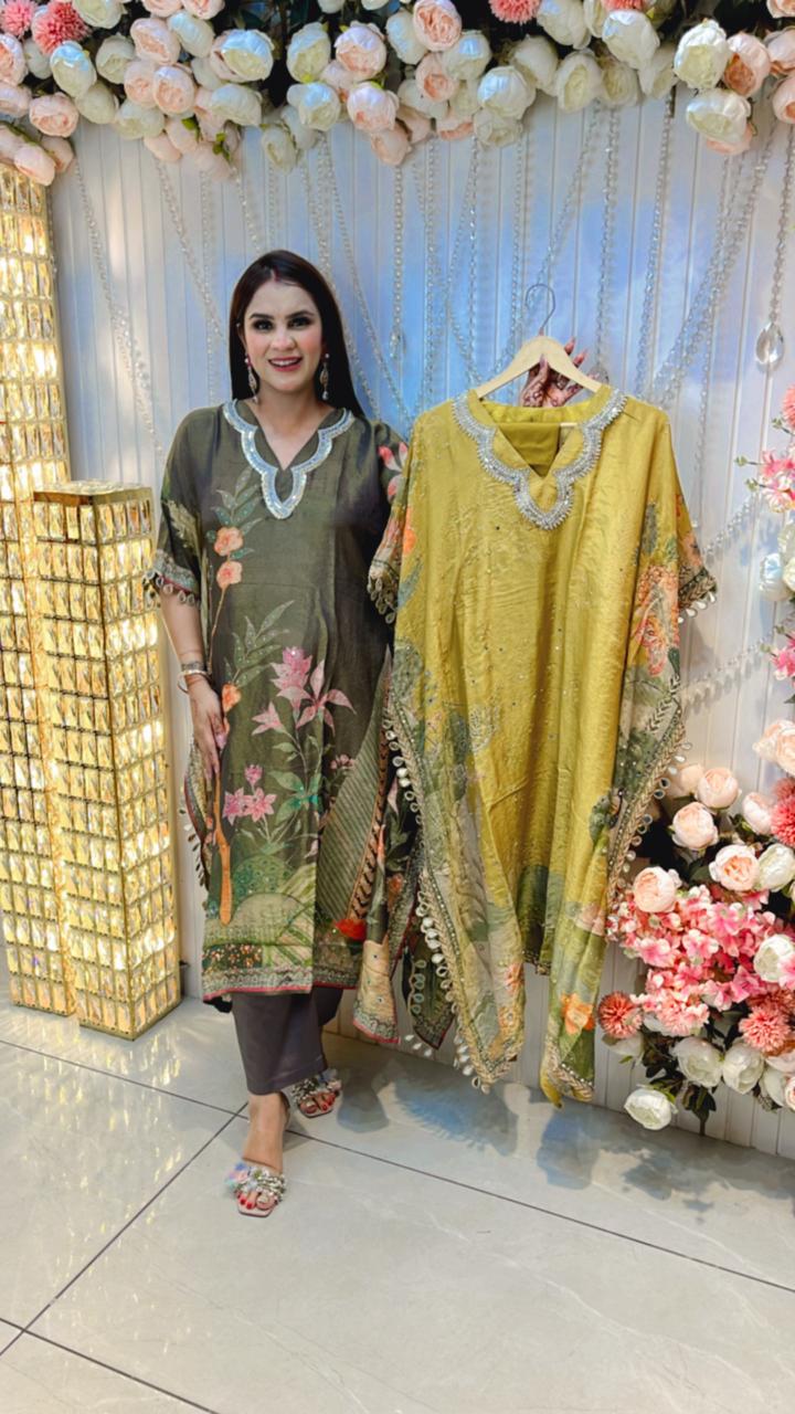 Printed Kaftan With Beautiful Neck Design PC201