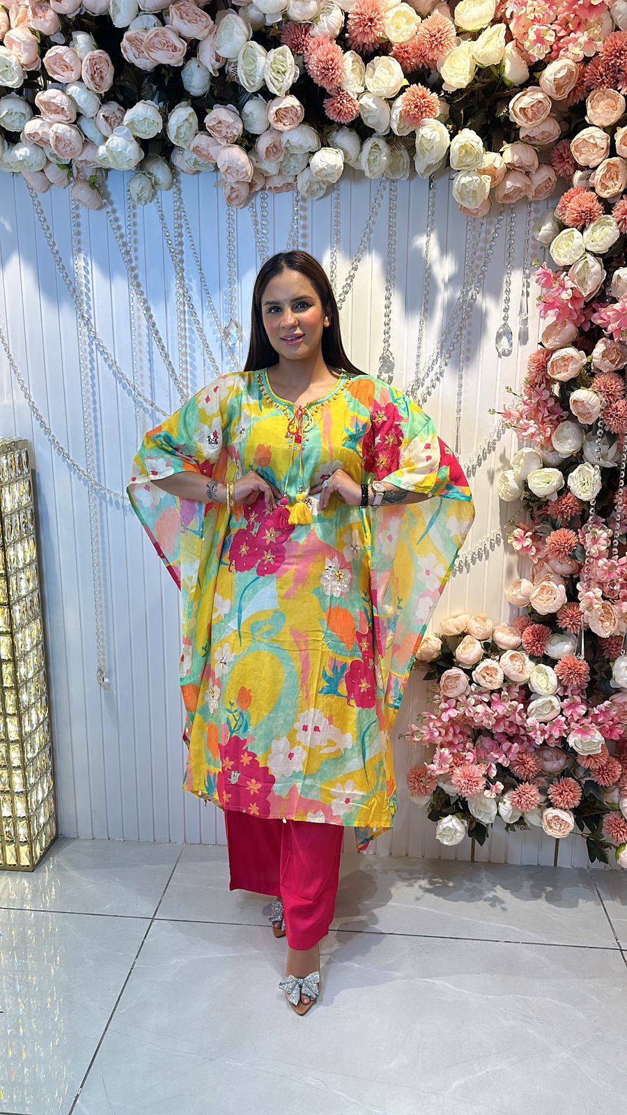 Printed Kaftan With Floral Work PC240