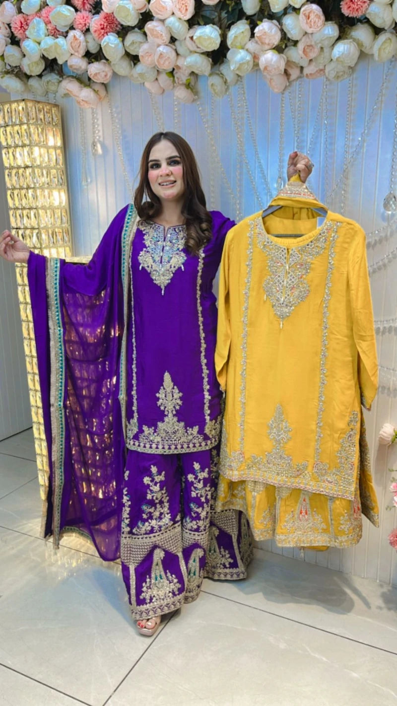 Pure Fabric Designer Sharara Suit With Margin Inside PC019