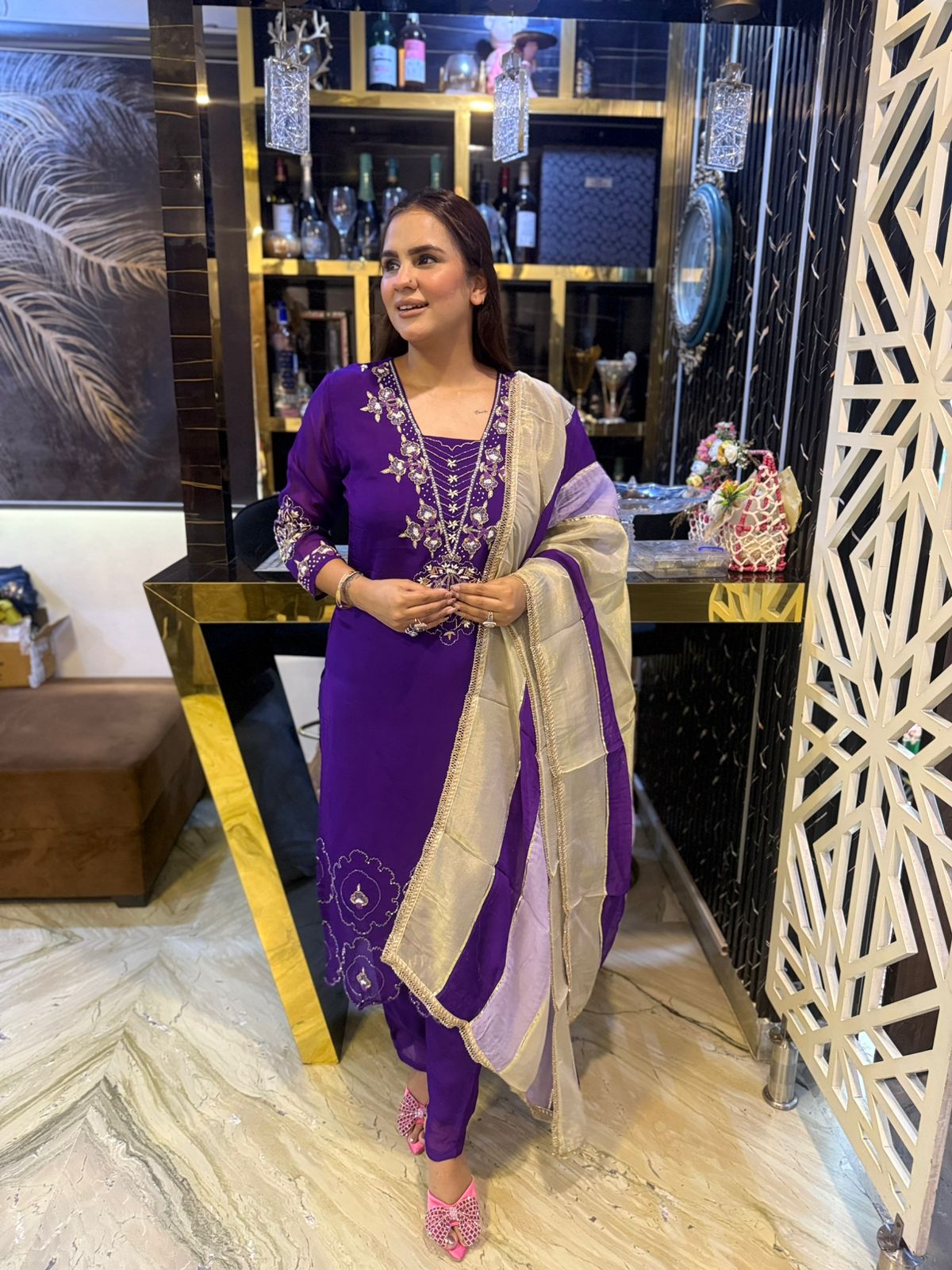 Stunning Suit With Hand Embroidery PC1582