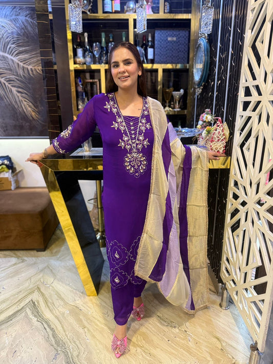Stunning Suit With Hand Embroidery PC1582