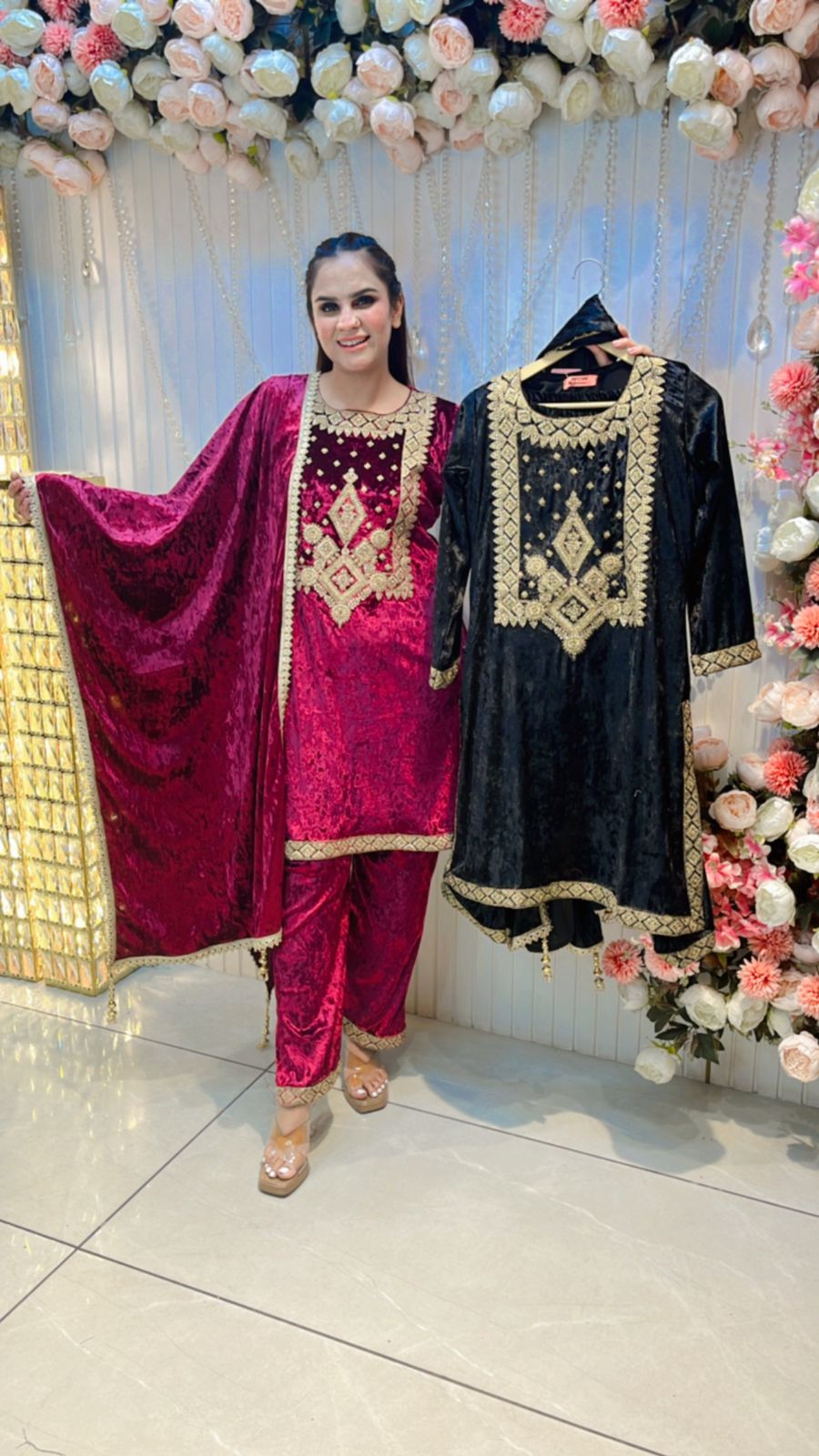 Velvet Suit With Beautiful Work PC207