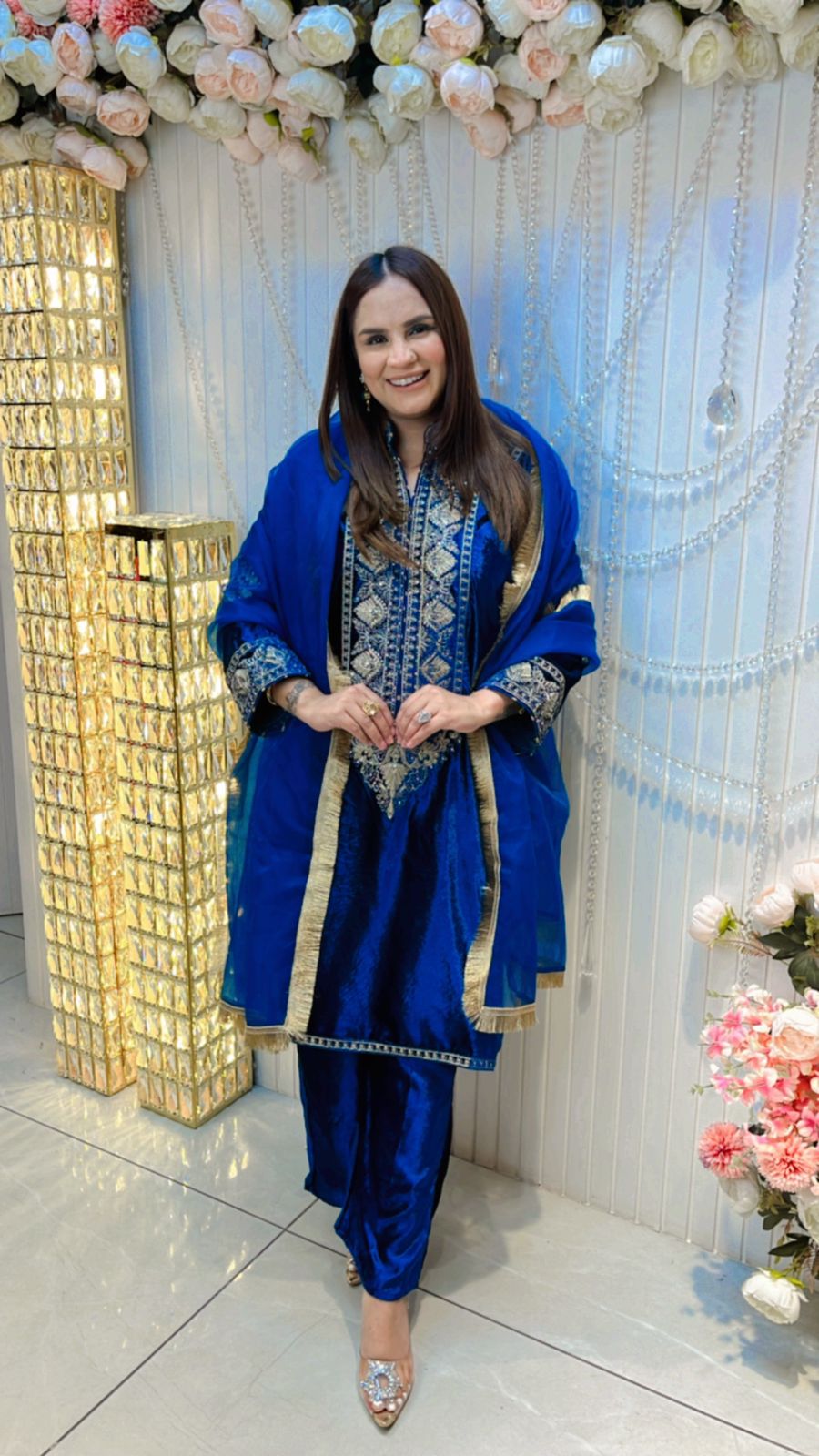 Velvet Suit With Embroidery Work PC179