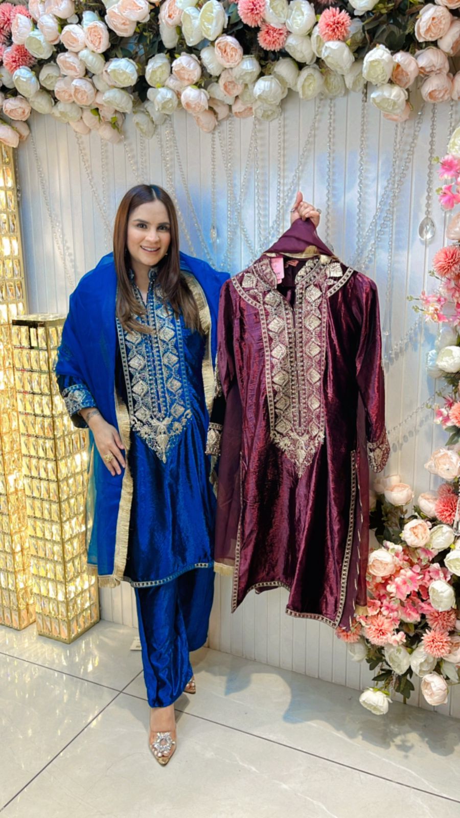 Velvet Suit With Embroidery Work PC179