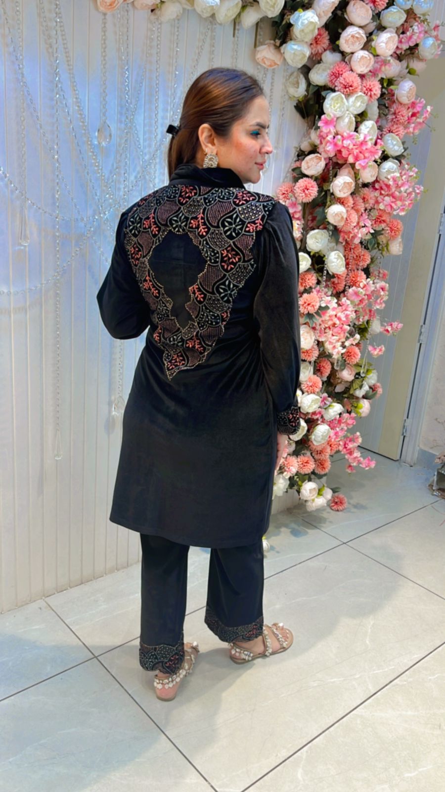 Velvet Suit With Embroidery Work PC212