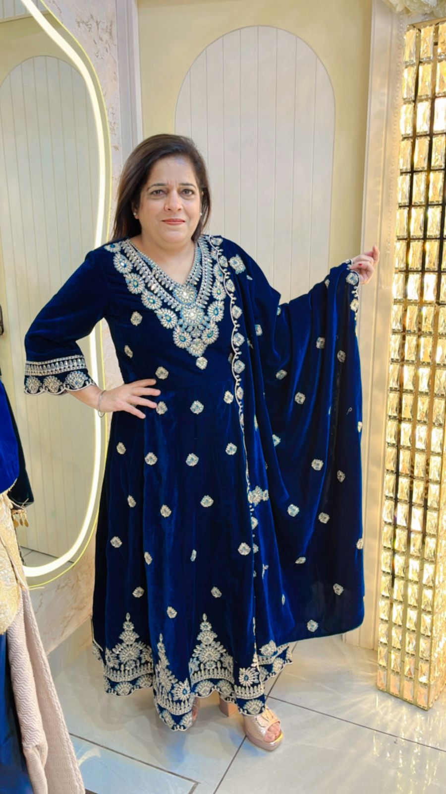 Velvet Suit With Fully Embroidery Work PC118