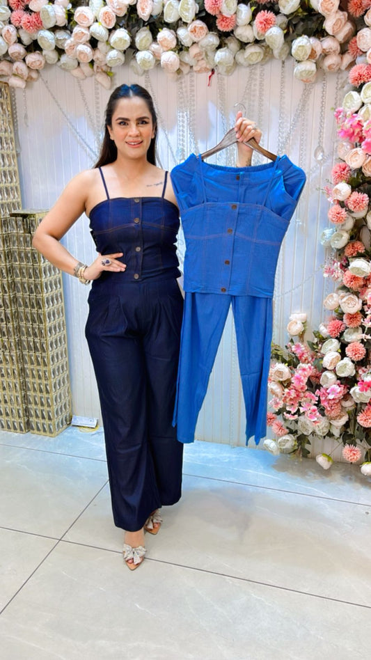 Very Pretty Denim Sleeveless Cordset PC1328