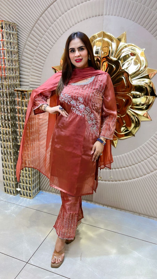 Beautiful Partywear Suit With Embroidery Work PC1561