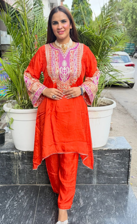 Beautiful Suit With Heavy Neck Work PC1595