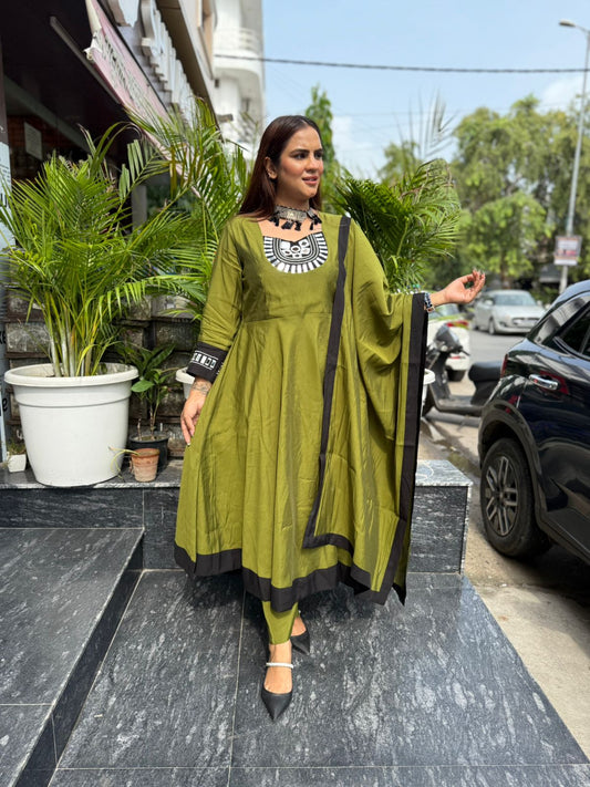 Cotton Fabric Suit With Black Border PC1596