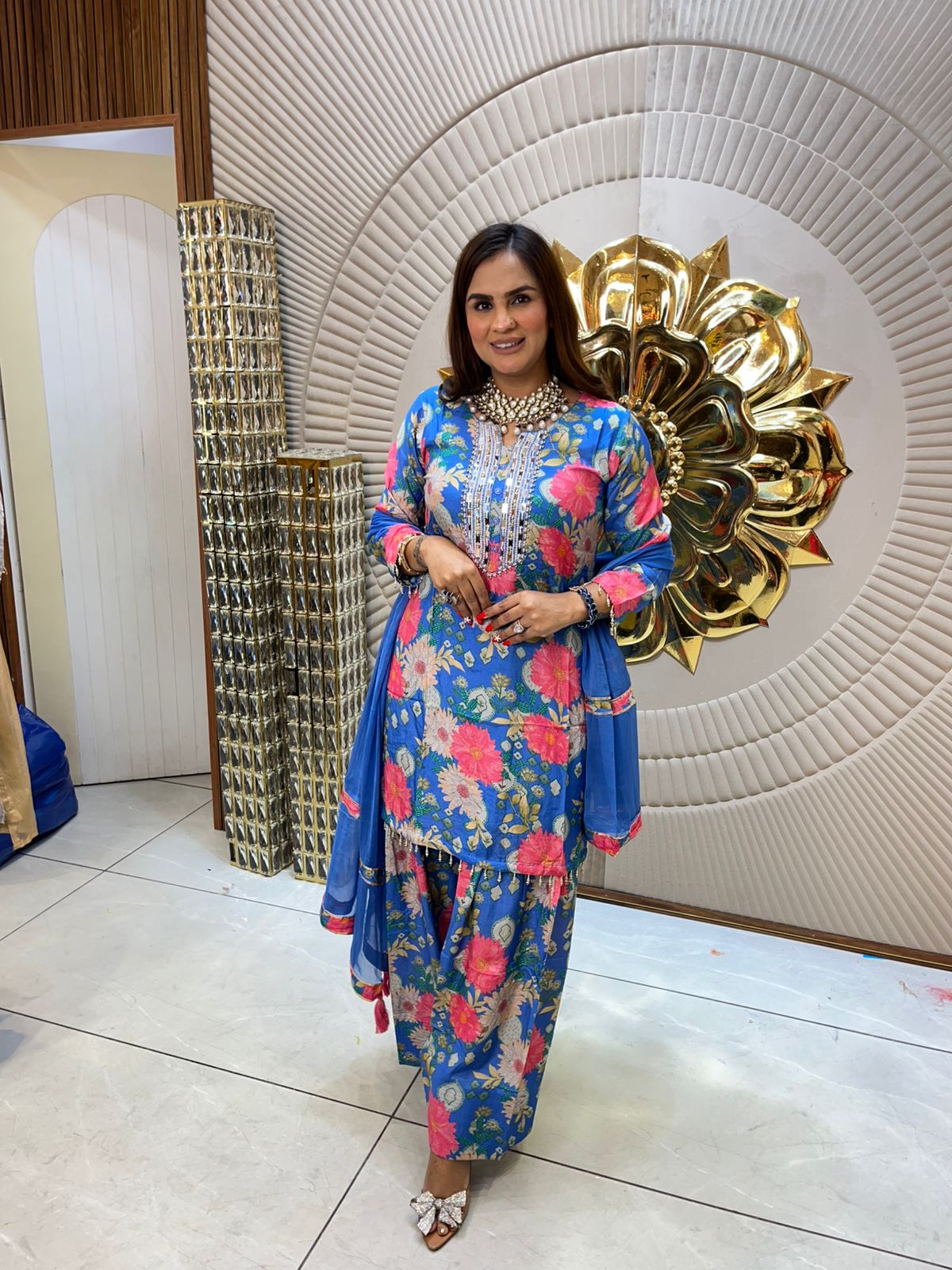 Beautiful Suit With Flower Digital Print PC1626