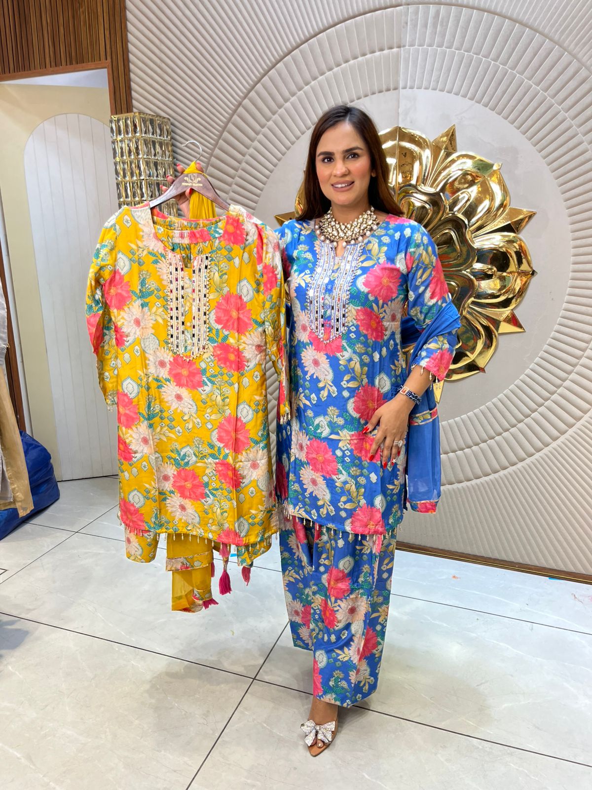 Beautiful Suit With Flower Digital Print PC1626