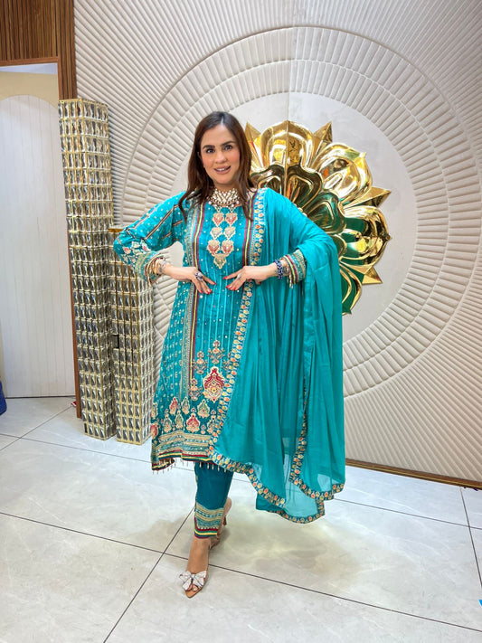 Very Beautiful Suit With Heavy Work PC1631