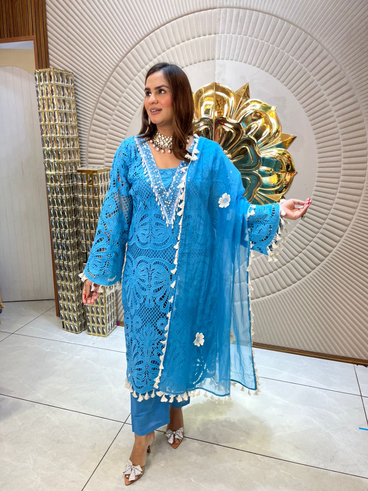 Beautiful Suit With Crosia Fabric PC1633