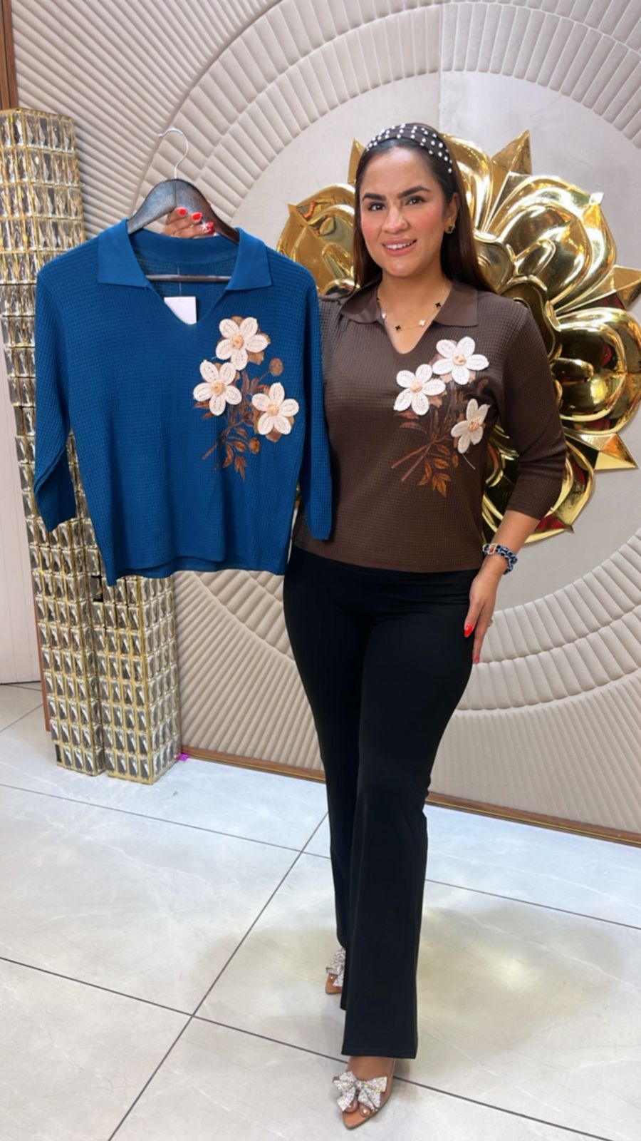 T-Shirt With Flower Embroidery Work PC1644