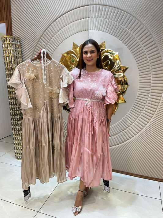 Beautiful Sparkling Dress With Belt PC1650