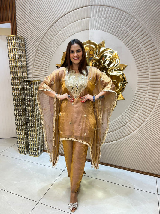 Stunning Designer Kaftan And Mirror Work On Neck PC1653