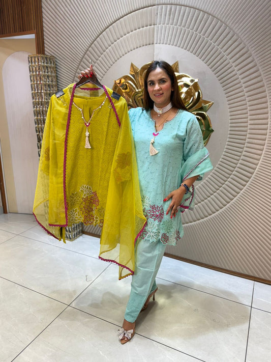 Beautiful Suit With Laser Cut Work PC1663