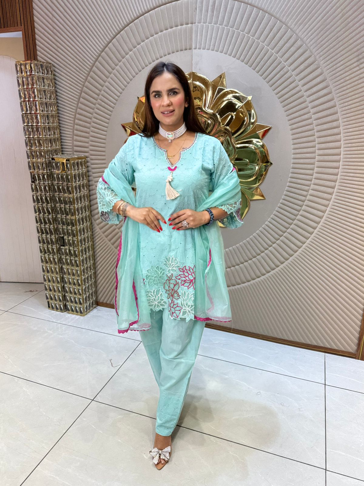 Beautiful Suit With Laser Cut Work PC1663