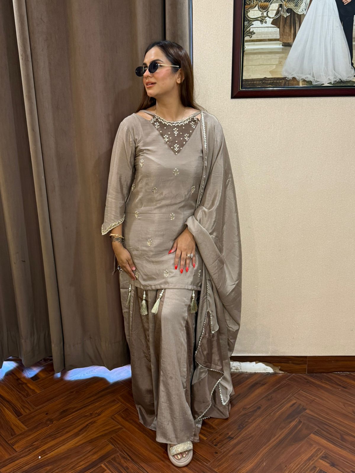 Partywear Suit With Designer Neck PC1679