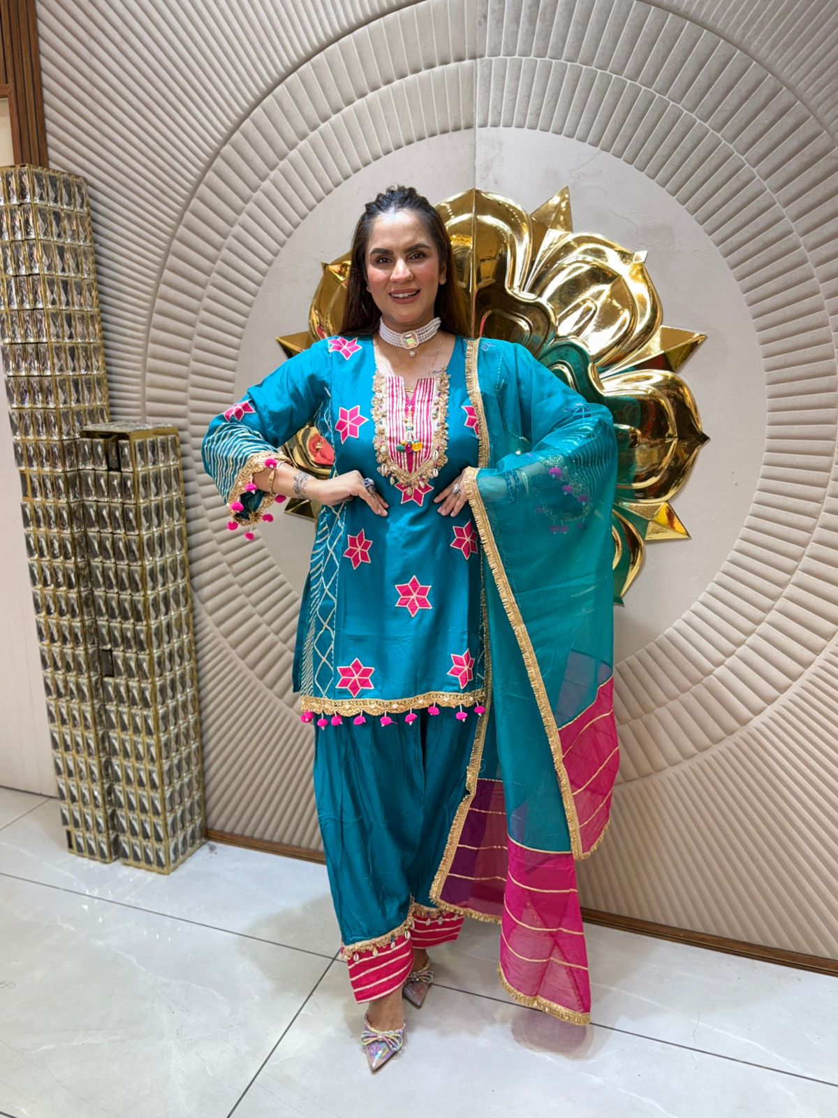 Partywear Suit With Heavy Neck Work PC1681