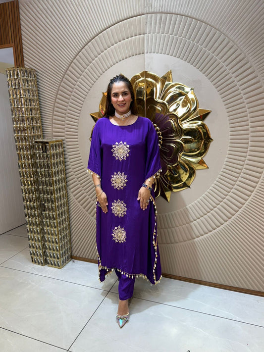 Pretty Kaaftan Set With Front Work PC1688