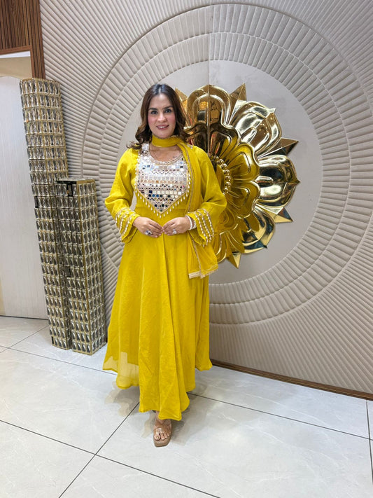 Partywear Suit With Heavy Mirror Work PC1706
