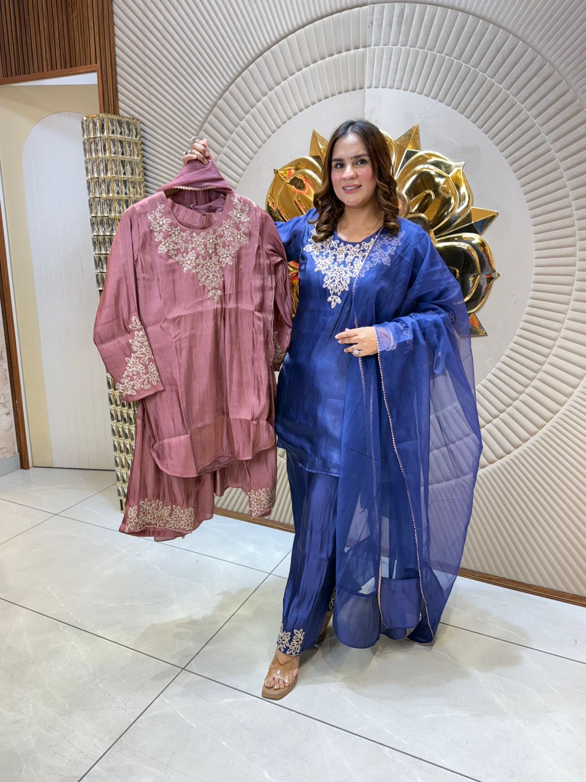 Beautiful Suit With Heavy Embroidery On Neck PC1702