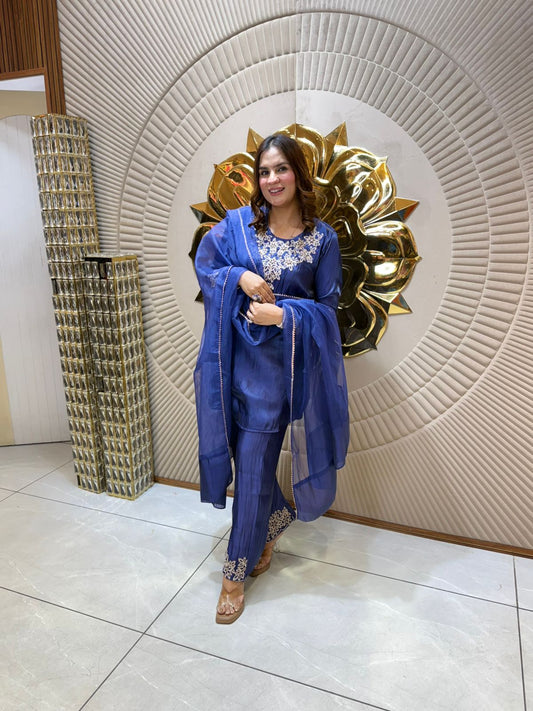 Beautiful Suit With Heavy Embroidery On Neck PC1702