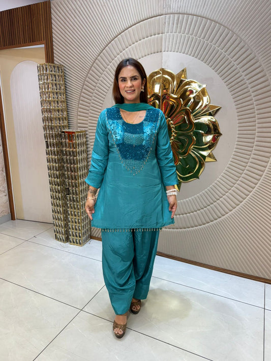 Beautiful Designer Suit With Sequence Work PC1708