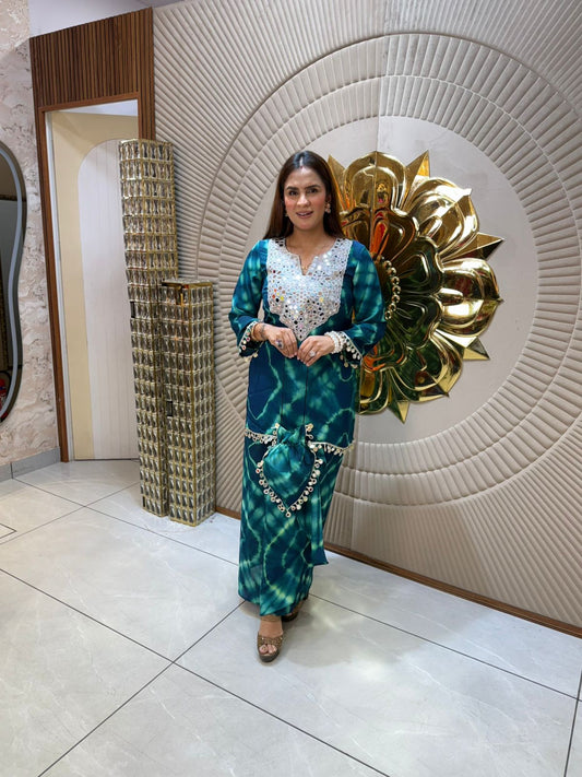 Tie-Die Skirt Set With Potli PC1711