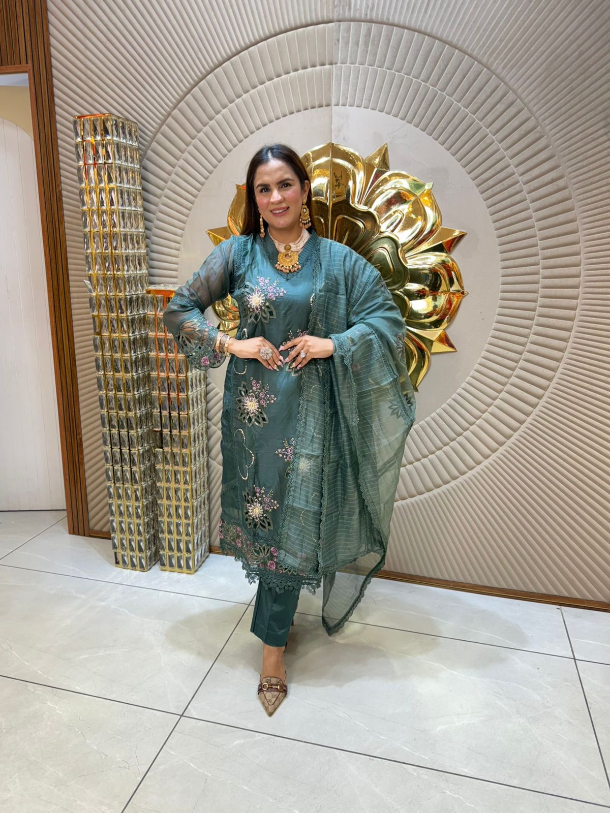 Beautiful Suit With Laser Cut Work PC1734