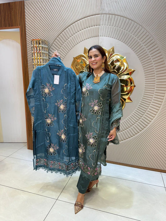 Beautiful Suit With Laser Cut Work PC1734