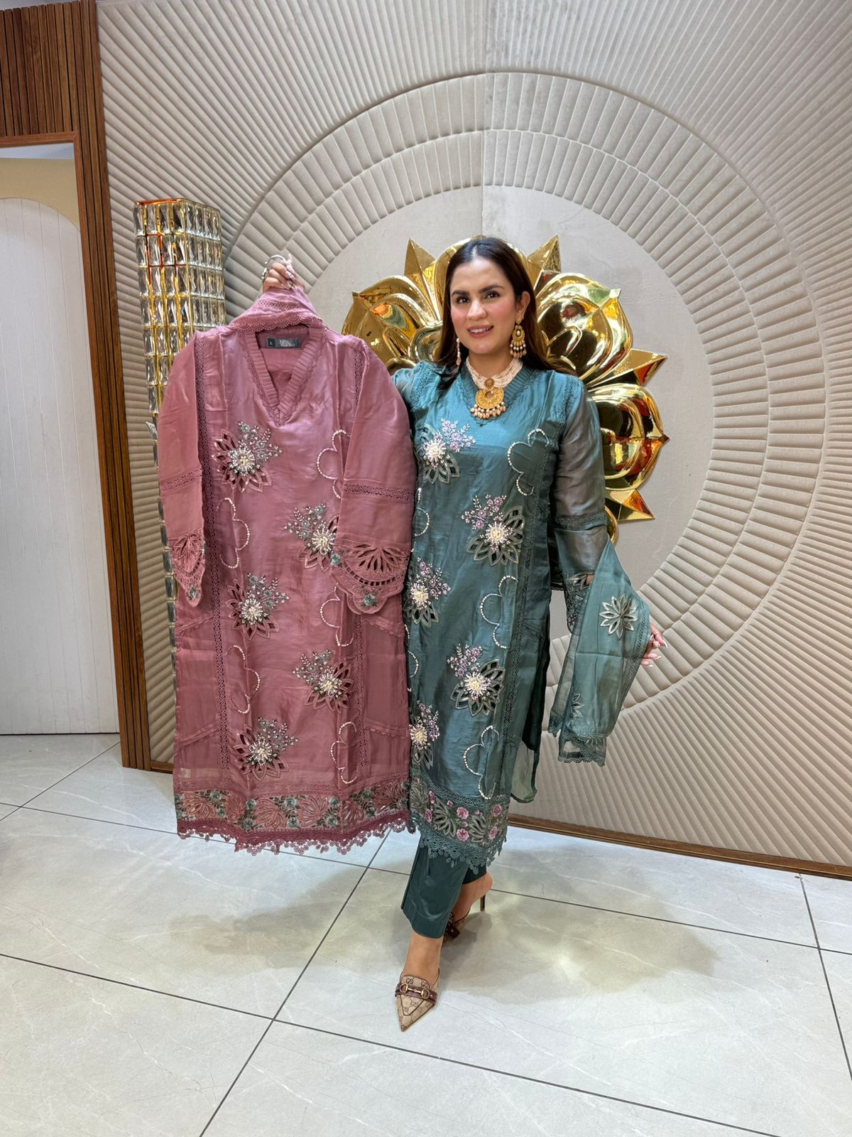 Beautiful Suit With Laser Cut Work PC1734