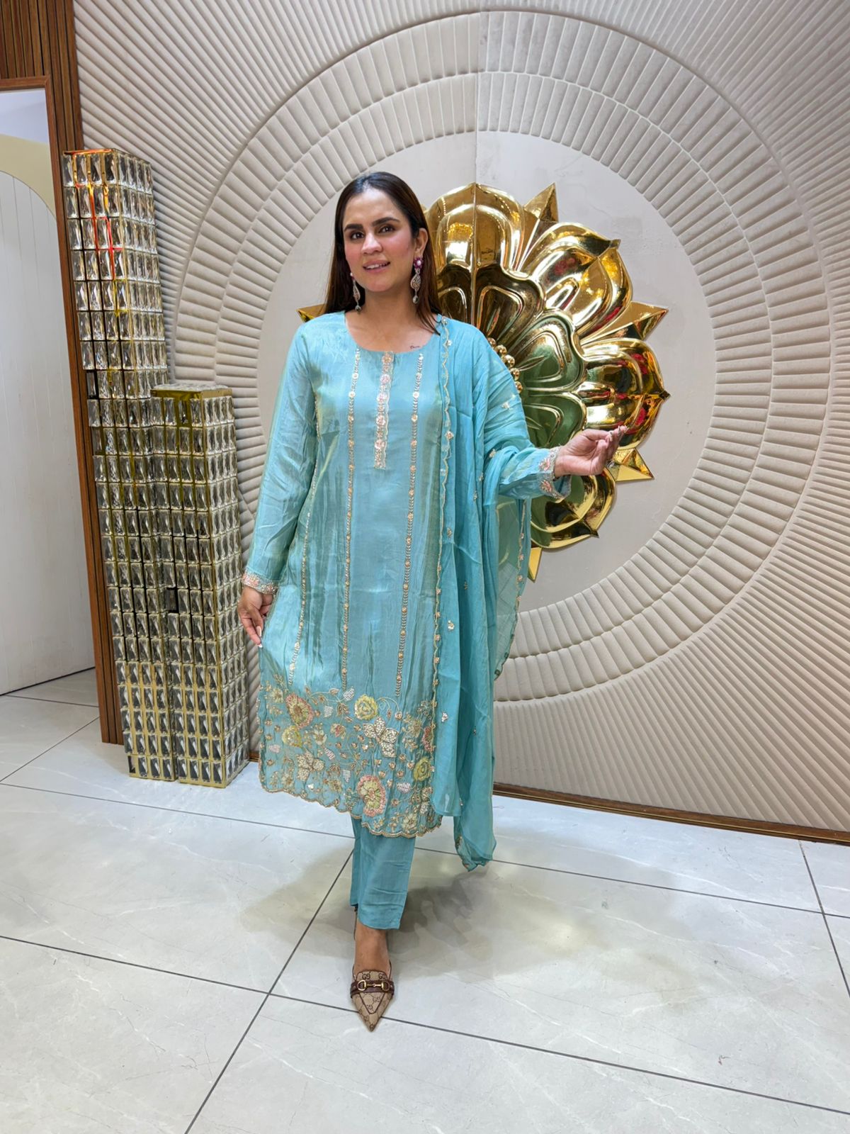 Partywear Suit With Embroidery Work PC1752