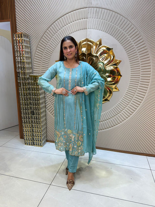 Partywear Suit With Embroidery Work PC1752