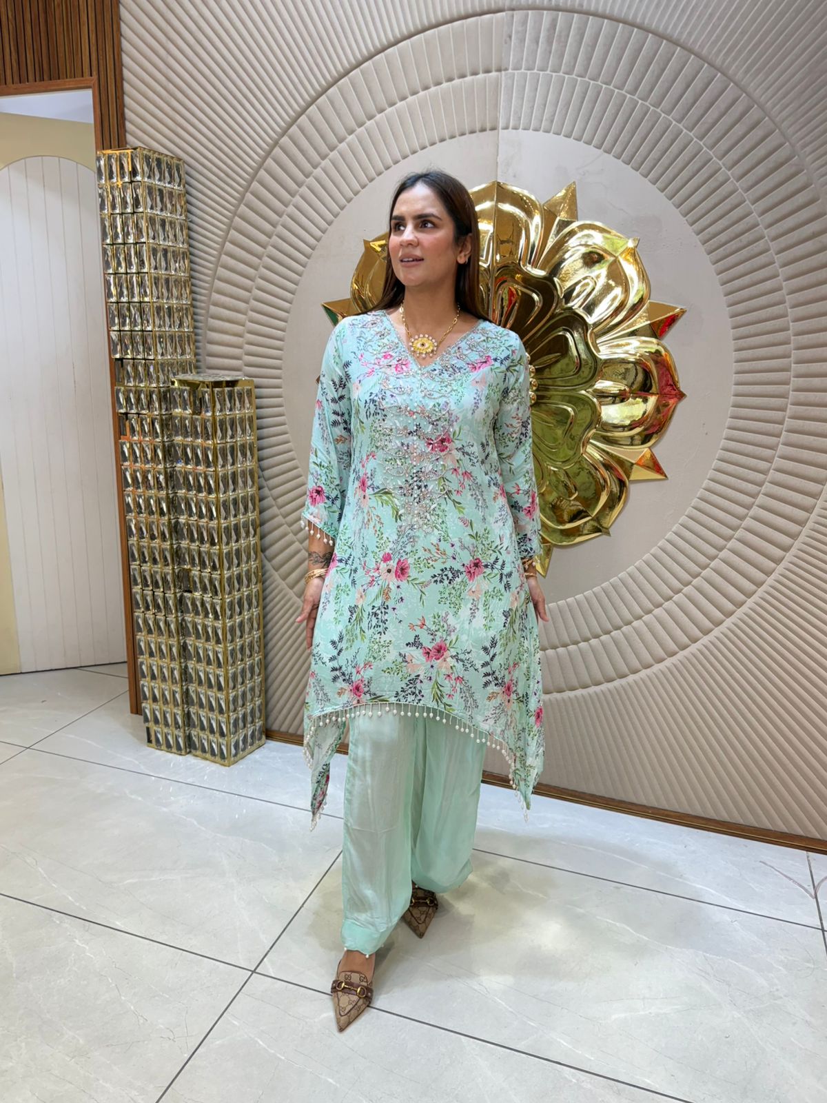 Beautiful Kaftan With Pearl Work PC1772