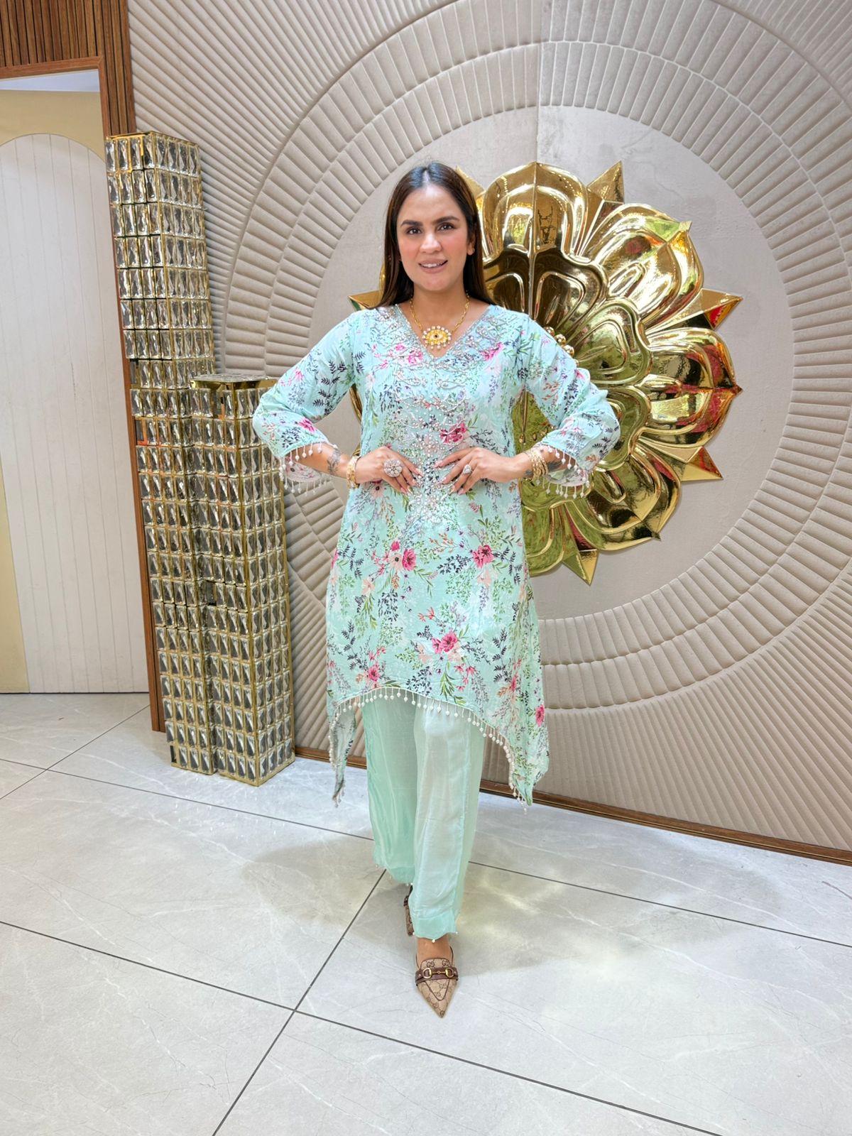 Beautiful Kaftan With Pearl Work PC1772