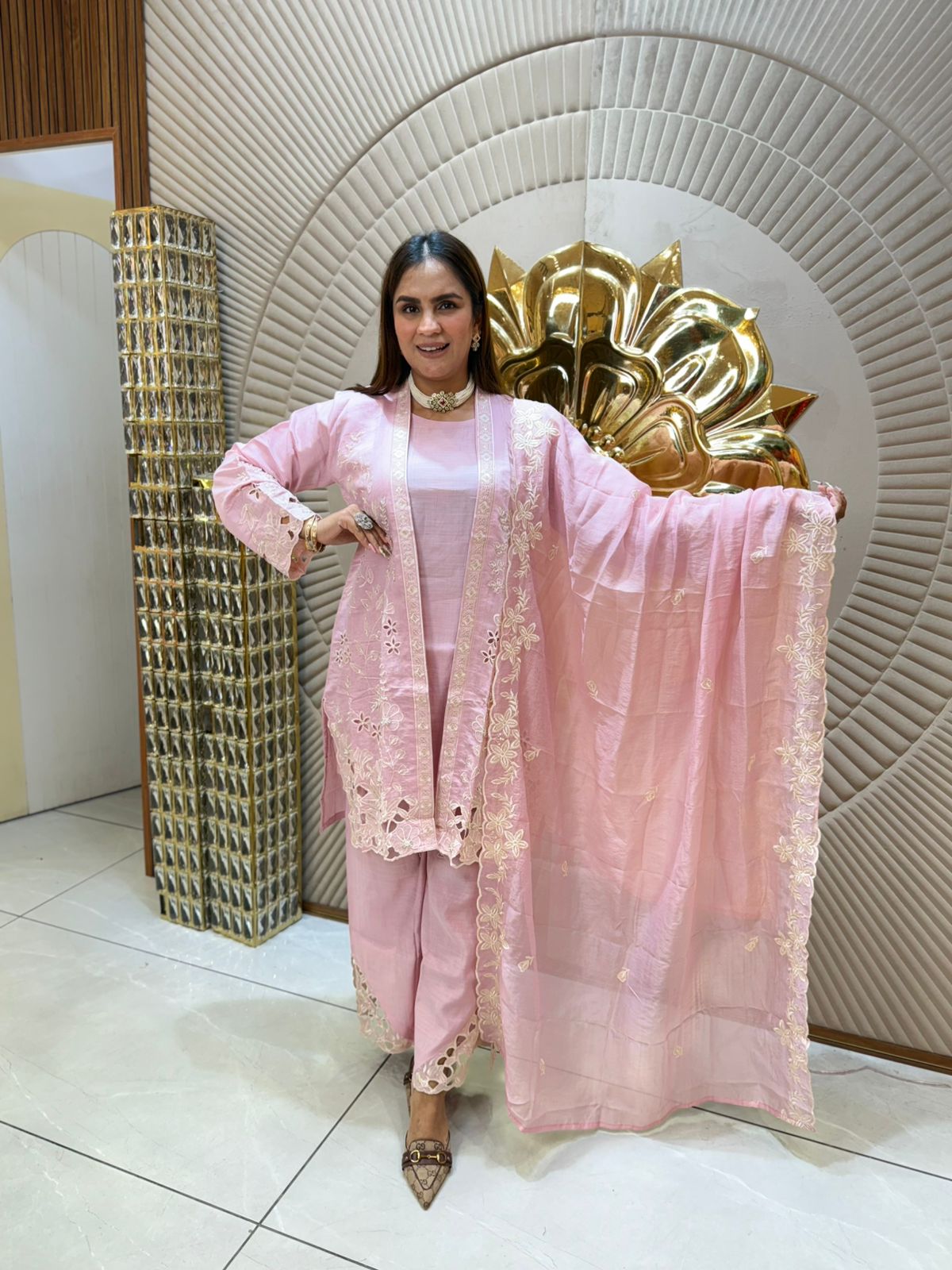 Beautiful Suit With Laser Cut Work PC1777