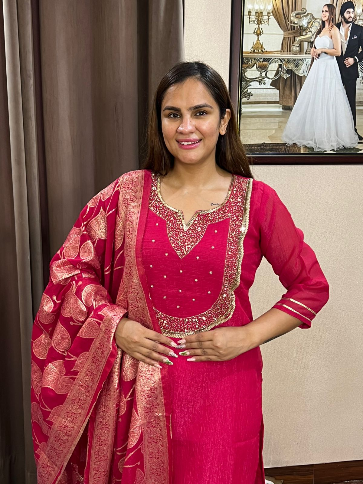 Beautiful Suit With Katdana Work PC1792