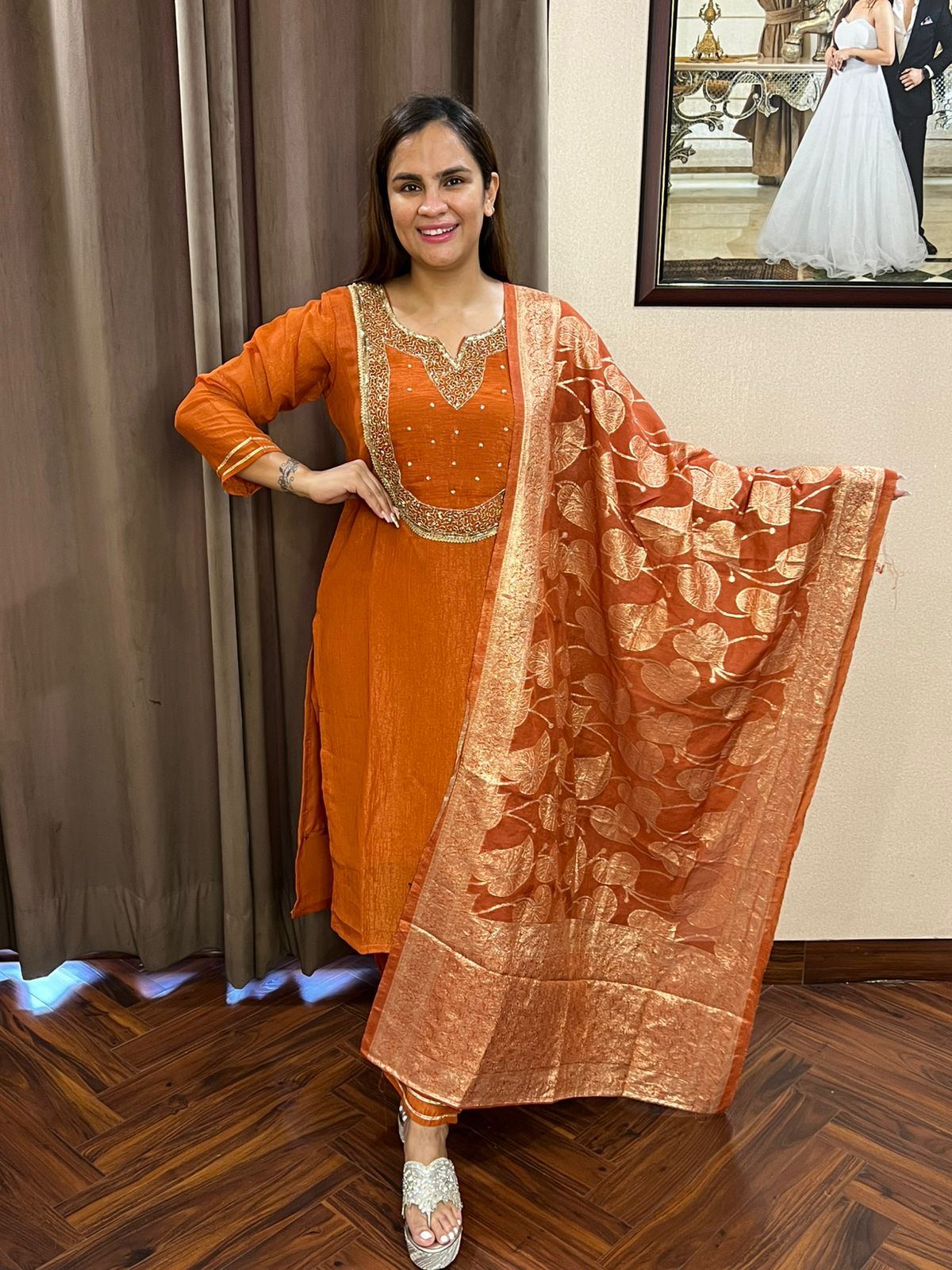 Beautiful Suit With Katdana Work PC1792