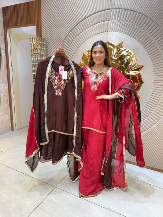 Beautiful Suit With Heavy Neck Work PC1798